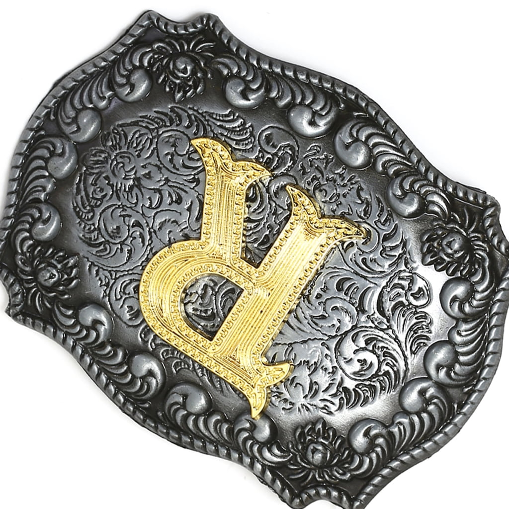 Boucle De Ceinture Western En Métal Argent/or Avec Lettre I – Style Cowboy, Neuf Sans étiquette