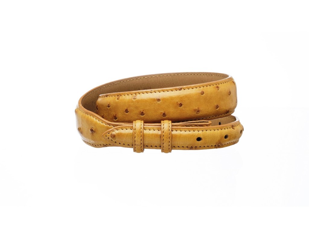 Ferrini Belt Mens Full Quill Ostrich Leather Lined Tapered  display picture 2