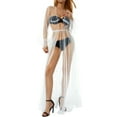 thumbnail image 2 of Liacowi Women Rhinestone Cover Up, Summer See-through Bandage Lantern Sleeve V-neck Mesh Dress, 2 of 7