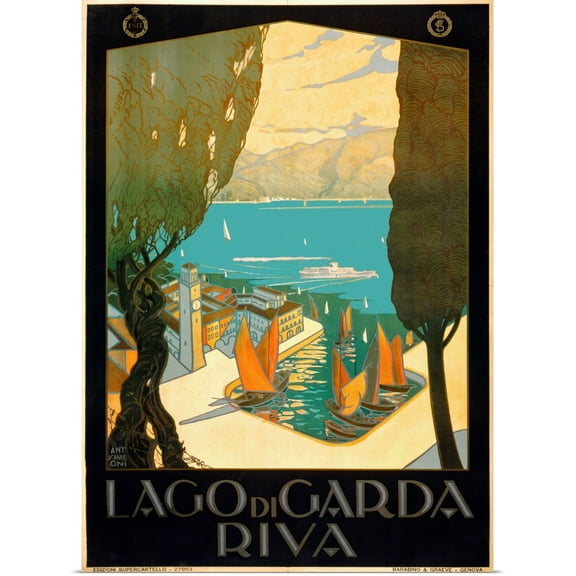 Great BIG Canvas | Rolled Print Collection Poster Print entitled Wharf on Lake Garda Italy