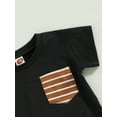 thumbnail image 6 of Toddler Baby Boy Summer Clothes Short Sleeve Striped Pocket Tshirt Top Solid Shorts Set Casual Outfits, 6 of 9