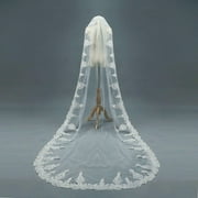 Bridal 3 M Cathedral Train Wedding Veil Lace Appliques Edge Wedding Veil Accessories White Ivory