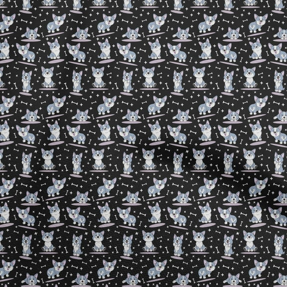 oneOone Polyester Spandex Black Fabric Dog Sketch Fabric For Sewing Printed Craft Fabric By The Yard 56 Inch Wide