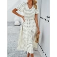 thumbnail image 5 of Yesfashion Women's 2025 Summer Dress Polka Point Regular Short-Sleeve V-Neck Swing Dresses, 5 of 9
