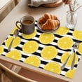 thumbnail image 3 of Summer Lemons Placemats Set&nbsp;of&nbsp;2 Cartoon Yellow Fruit Slices Black White Striped Heat Insulation Washable Place Mats, Non-Slip Table Mats for Dining Table Party Kitchen Decor,13x19 Inch, 3 of 9