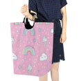 thumbnail image 4 of Yayeee Freestanding Laundry Hamper with Handle Collapsible Large Storage Basket for Clothes, Ice Cream Rainbow Pattern, 4 of 7
