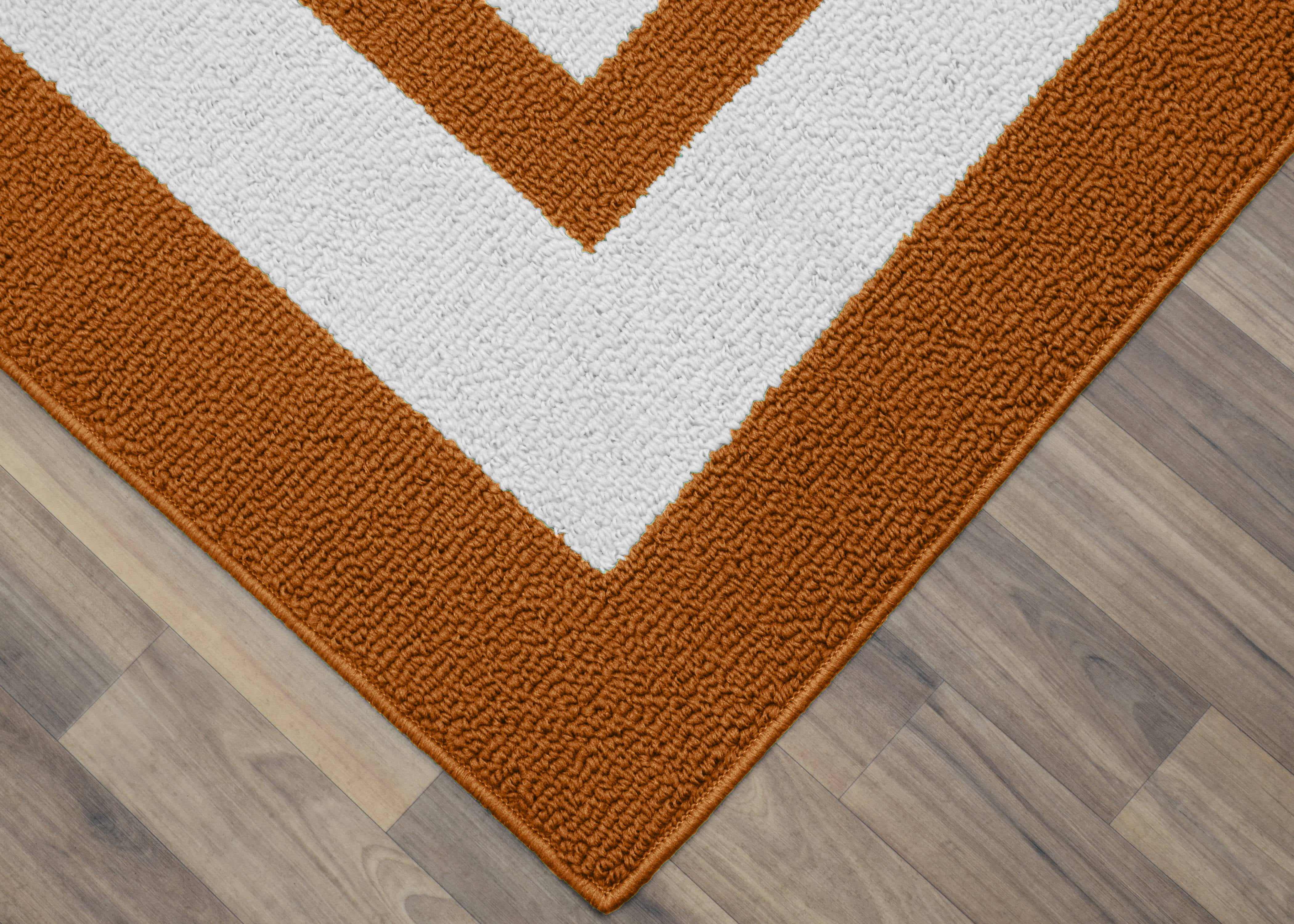 Garland Rug Borderline Polypropylene Orange/White Indoor/Outdoor Runner Rug, 2' x 5'
