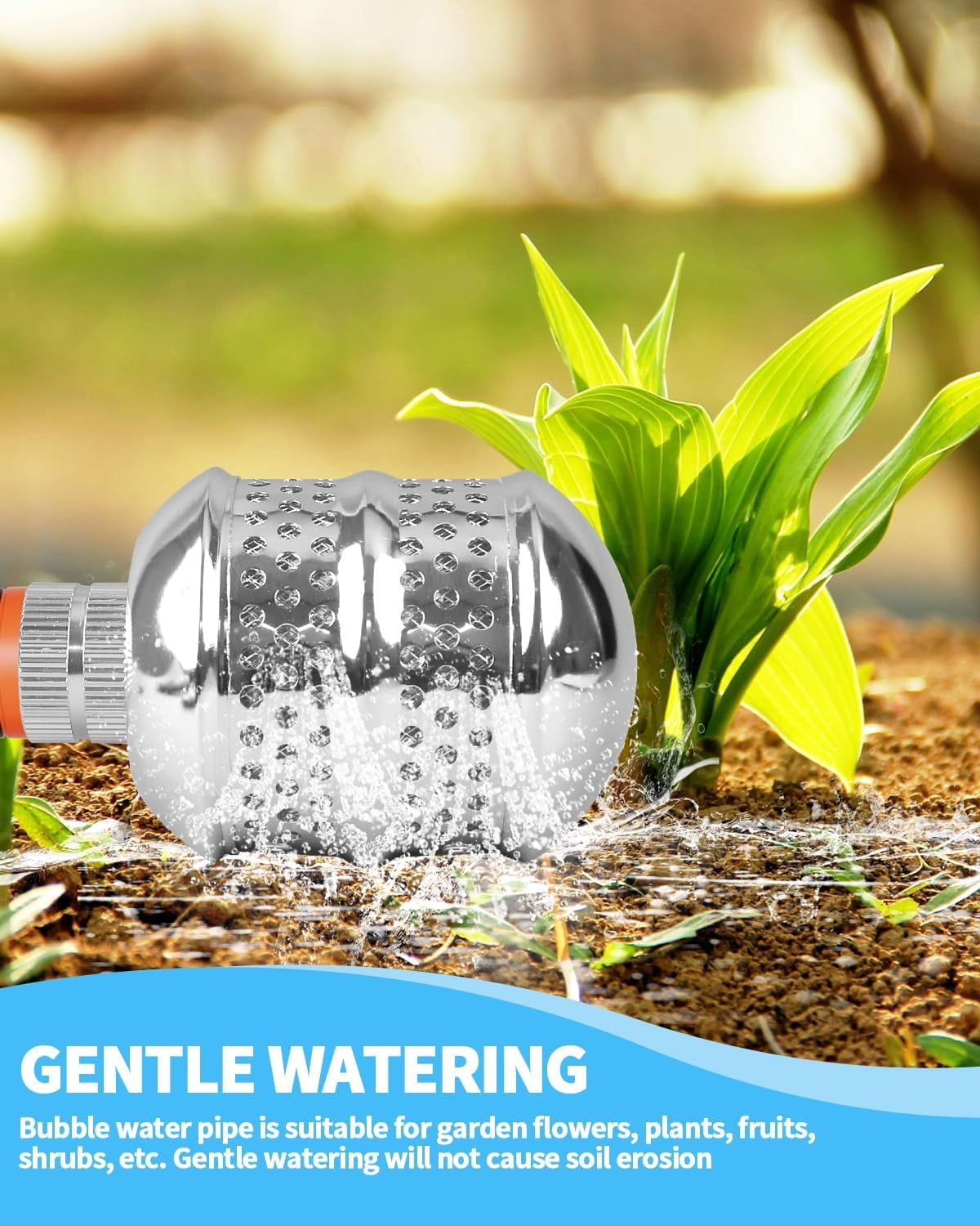 4 Set Bubbler Sprinkler Heads, 3/4 Inch Internal Thread Rustproof Aluminum Diffuser Flood Nozzle for Yard, Vegetable Garden, Soaker Sprinkler with 40 Inch Tape
