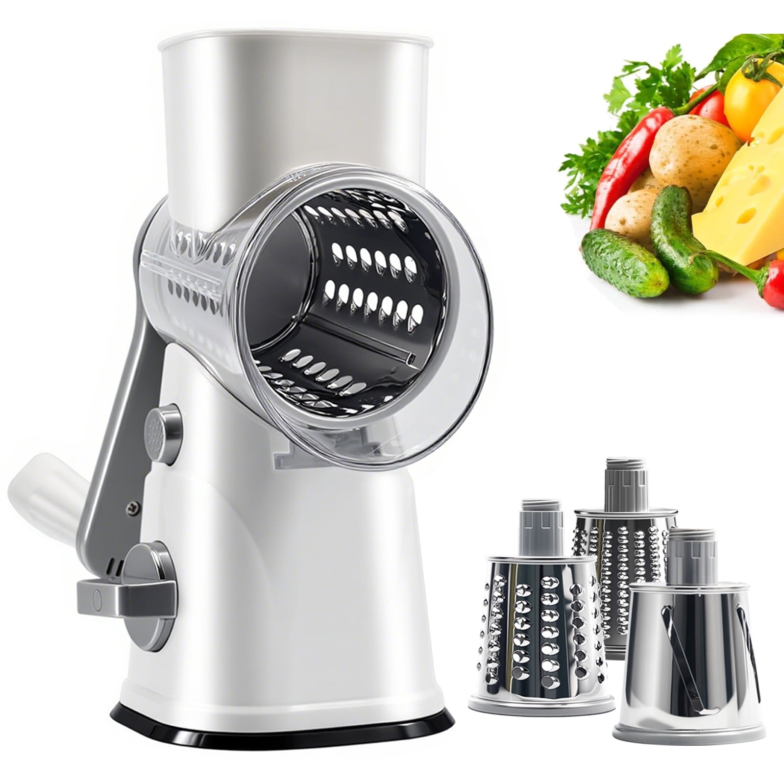 Aonhom Rotary Cheese Grater with 3 Interchangeable Blades photo 1