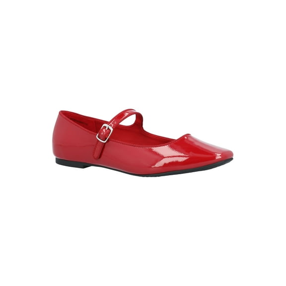 Time and Tru Women's Faux Leather Mary Jane Flats, Wide Width Available