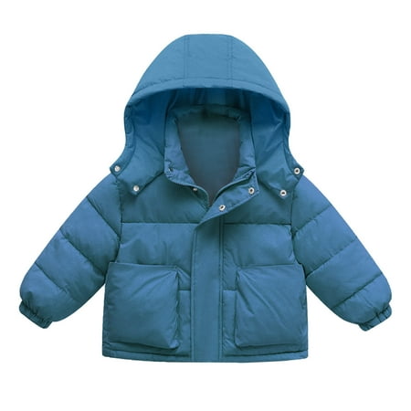 

HBYJLZYG Hoodies Padded Jacket Toddler Baby Kids Winter Boys Girls Cute Solid Color Long Sleeved Thickening Windproof Hooded Coat