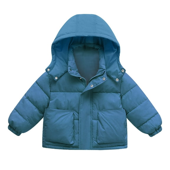 Toddler Baby Girls Boys Down Jacket Zipper Button Down Warm Winter Outerwear Kids Hooded Puffer Padded Quilted Snowsuits Coats with Pockets