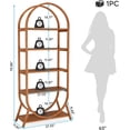 thumbnail image 2 of 5-Tier Arched Bookcase 71In E1 Particleboard Metal Frame 350Lbs Capacity Bright Brown Open Storage Rack Etagere Display Shelf Living Room Bedroom Offices Easy Assembly Small Space Heavy Modern Style, 2 of 10