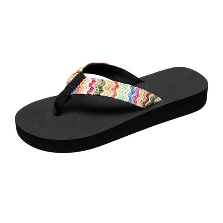 

Womens Sandals Beach Slipsole Thick Sole Flip Flop Sandal Cloth Black 37