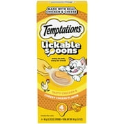 Temptations Lickable Spoons Wet Cat Treat, Tasty Chicken and Cheesy Cheese, 10 Grams, Pack of 4