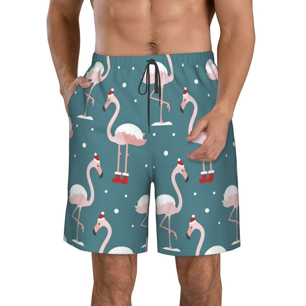 Fotbe Flamingo Trajes de Baño Estampados para Hombre, Shorts de Verano de Secado Rápido, Ropa de Playa, Bañadores-Medium