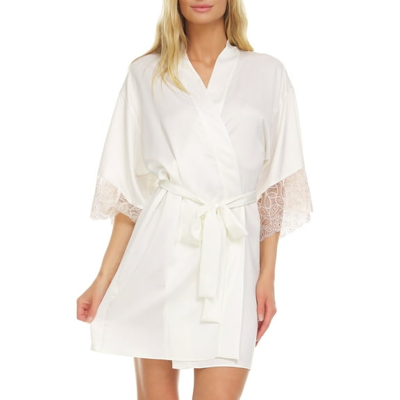 Flora Nikrooz Womens Sydney Charmeuse Wrap Robe Style-Q81255