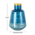 thumbnail image 3 of DecMode 14" Handmade Blue Glass Vase with Gold Rim, 3 of 9
