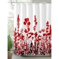 thumbnail image 2 of Rustic Field Shower Curtain, Silhouette Flower Herb Bathroom Decor Curtains Set with Hooks, Red Waterproof Fabric Home Accessories， 72 X 72 Inch Long, 2 of 6