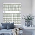 thumbnail image 6 of 3 Piece Kitchen Curtains and Valances Set Sage Green Stripe Cafe Curtains 24 Inch Length Modern Simple Geometric White Striped Valance & Tier Curtain for Living Room Bedroom Window 54"x18"+27"x24"*2, 6 of 6