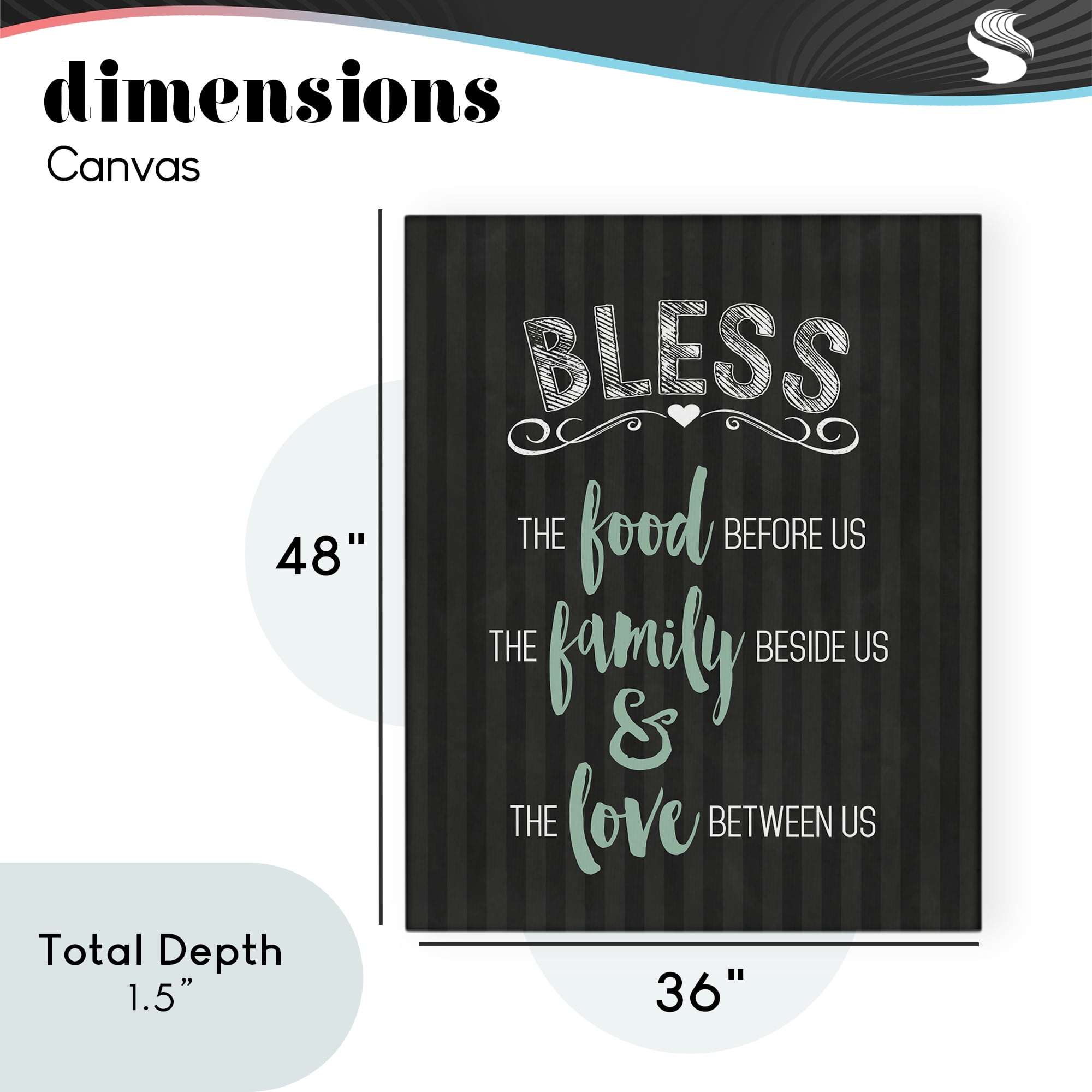 Bless The Food Family & Love Canvas Wall Art, design by Lettered and Lined