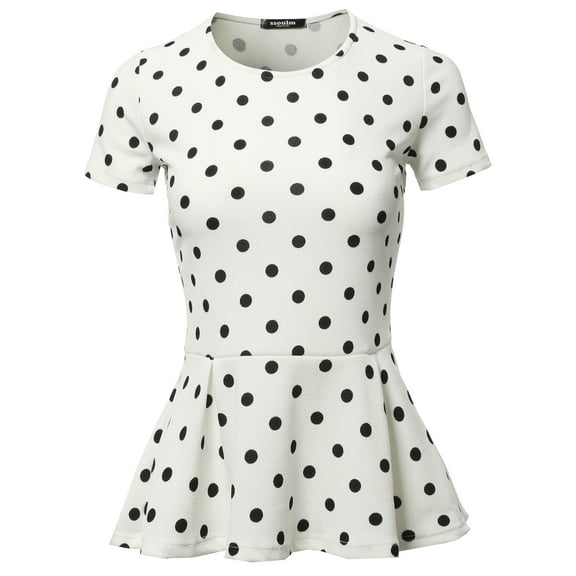 SSOULM Women's Classic Stretchy Short Sleeve Flare Peplum Blouse Top (S-3X). Made In U.S.A