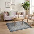 thumbnail image 3 of ODIKA 4'x6' Blue Ivory Victorian Botanical Medallion Washable Area Rug Ornate Traditional Floral Motif Design With Decorative Border Non-Slip, Chair-Friendly, Flatwoven for Home Office, Under Desk, 3 of 7