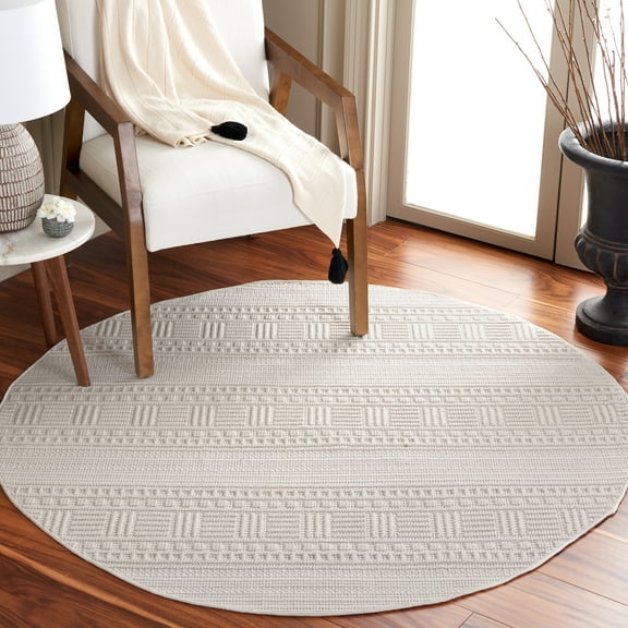 SAFAVIEH Camden Elvina Trellis Area Rug, Ivory, 5'3" x 5'3" Round