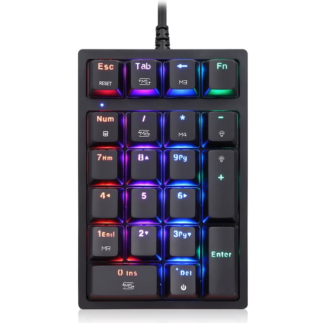 MOTOSPEED MOTOSPEED K24 Clavier Mécanique Numérique Rétroéclairé RGB avec 21 Touches, 13 Modes d'Éclairage, Interrupteurs OUTEMU, USB Filaire pour Bureau et Finance