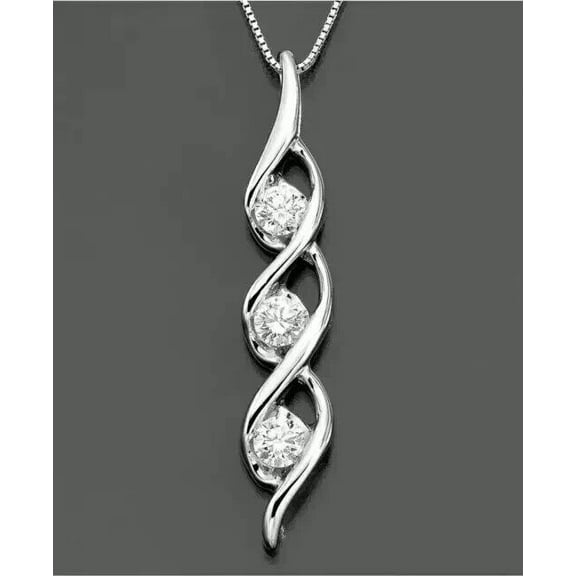 Women's Beauty Pendant Diamond 2.00Ct Round Cut 14K White Gold Plated