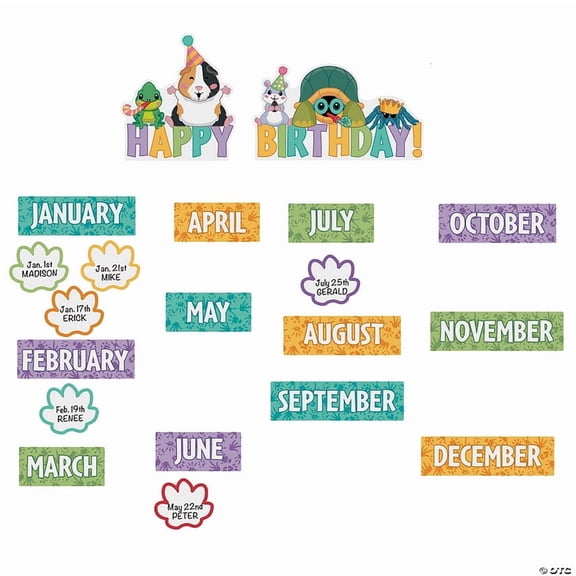 Classroom Pets Birthday Mini Bulletin Board Set - 45 Pieces