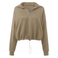 thumbnail image 5 of Ediodpoh Women's Casual Half Zip Pullover Womens Sweatshirts Comfortable Long Sleeve Top for Daily Wear for Fall and Winter Fashion Khaki M, 5 of 5