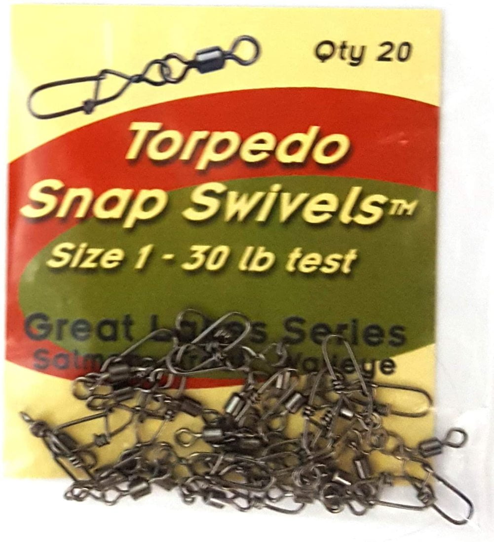 Torpedo Snap Swivels Size 1 30lb 20-Pack 