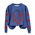 thumbnail image 2 of TIMIFIS Chandail en Molleton Halloween Femmes Horreur Rouge Graphique Chandails en Molleton en Polaire Halloween Col Rond Manches Longues Chandail Tops, 2 of 3