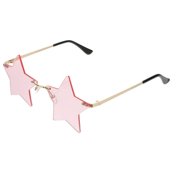 KALLORY 1Pair Rimless Pink Star Sunglasses Party Eyeglasses Creative Design Durable Copper Alloy