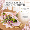 Flower Ribbion Light Pink Pre-Assembled Flower Wrapping Paper with Trim and Satin ...