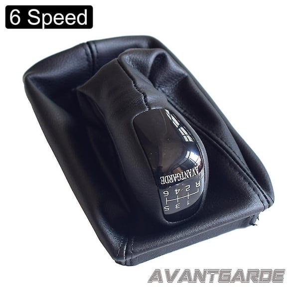 Mercedes Benz E Class W211 S211 2002-2009 Levier de Vitesse à 6 Vitesses avec Couvercle de Botte en Cuir - Noir, Matériau Cuir Premium & Poignée, Ouverture d'Installation de 10mm, Corrosion