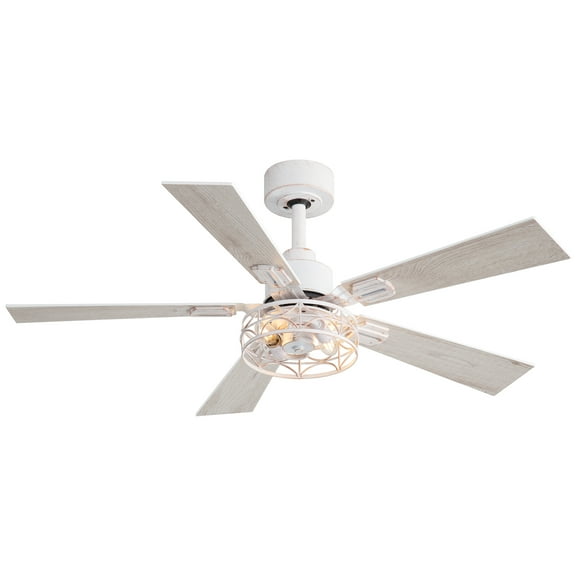 ALKAFY 42 inch White&Gold Ceiling Fan with Remote - 5-Blade, Reversible DC Motor for Living Rooms & Bedrooms