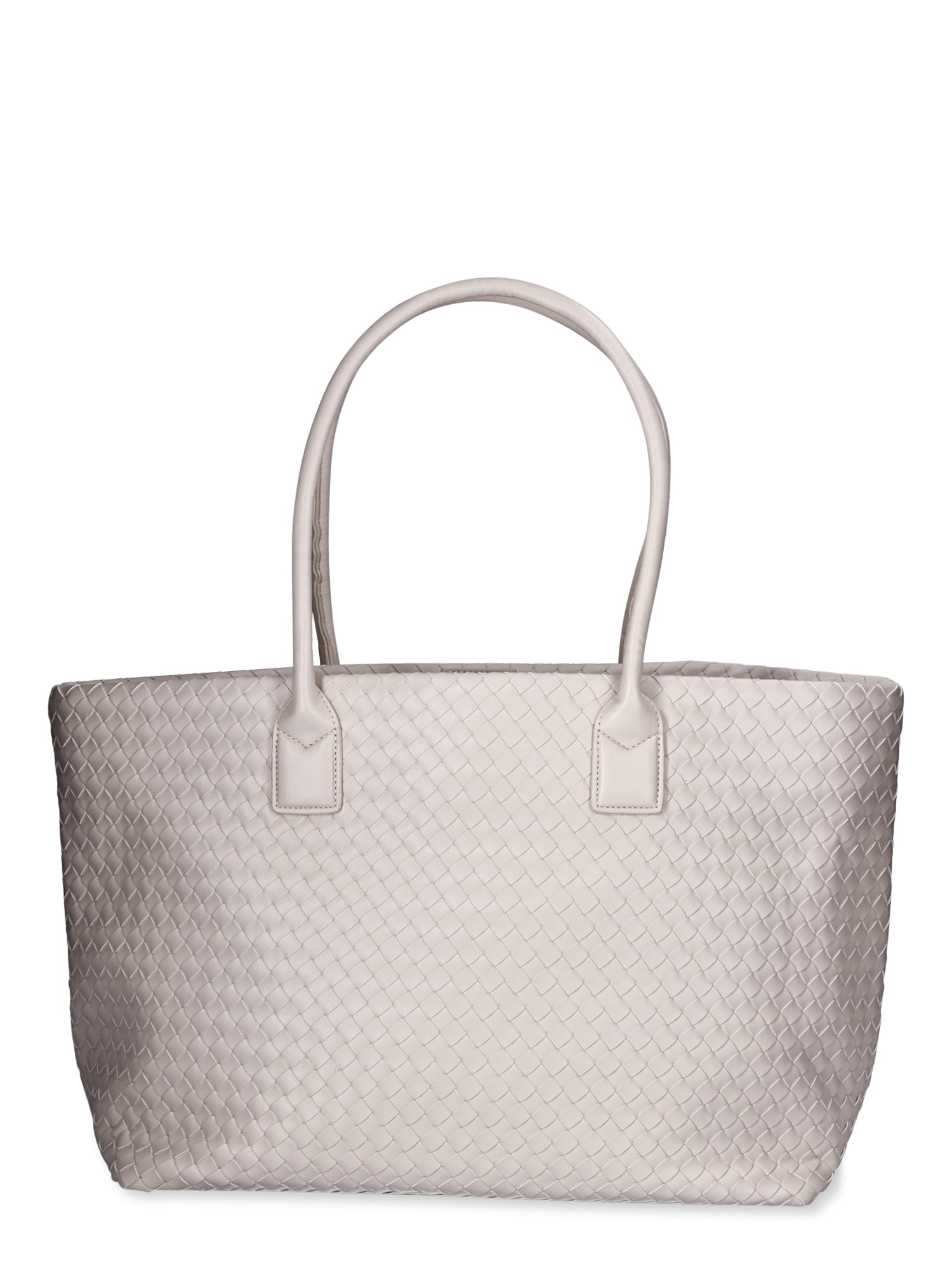 London Fog Women's Woven Tote With Pouch, White