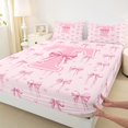 thumbnail image 4 of Erosebridal Pink T Personalized Initial Queen Sheet Sets 4 Pieces For Girls Teens,Kawaii Ribbon Bow Knot Girl Bed Set, 4 of 5