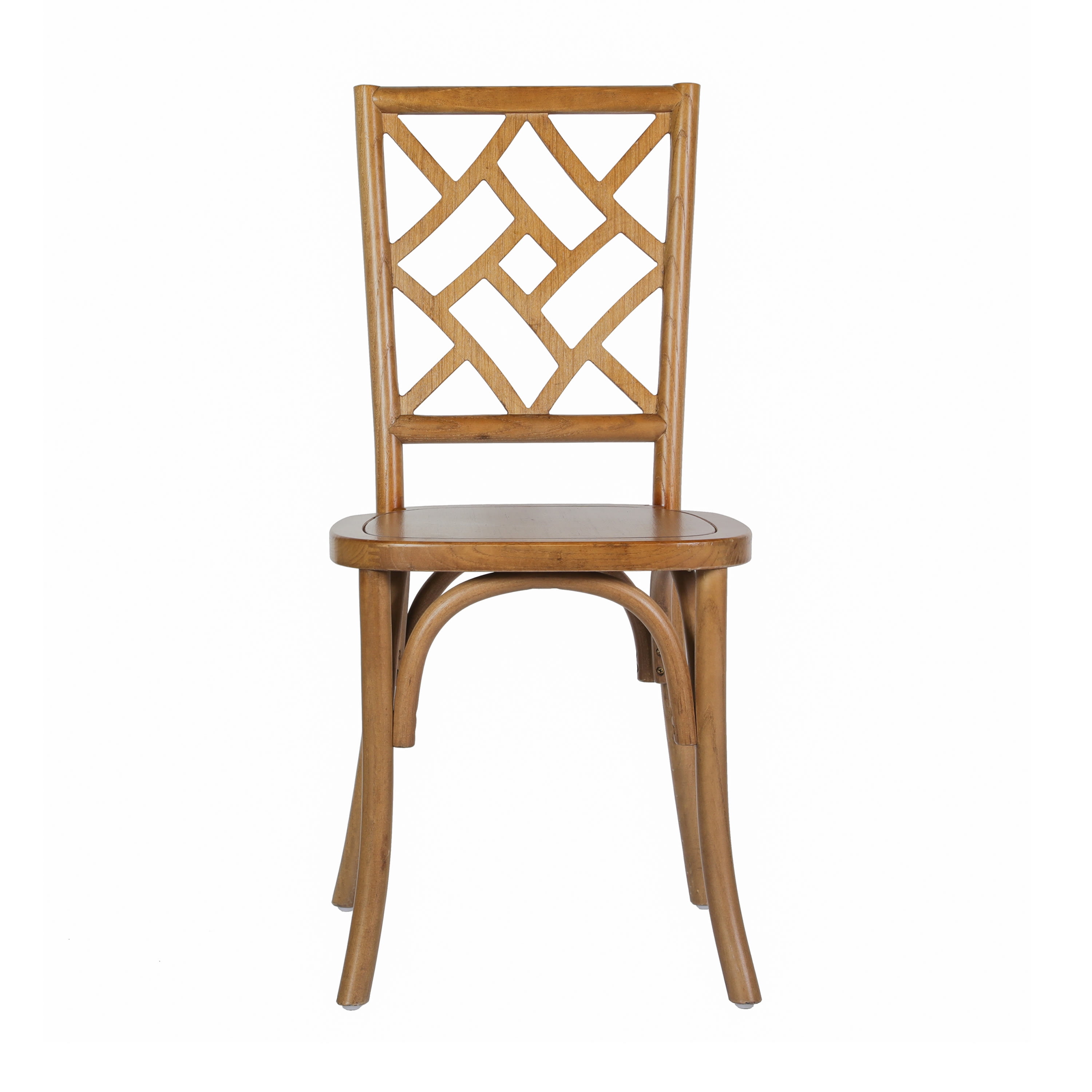 Merrick Lane Solid Wood Dining Chair with Stackable Design, Ornate Seat Back Accenting, and Elegant Finish in Pecan