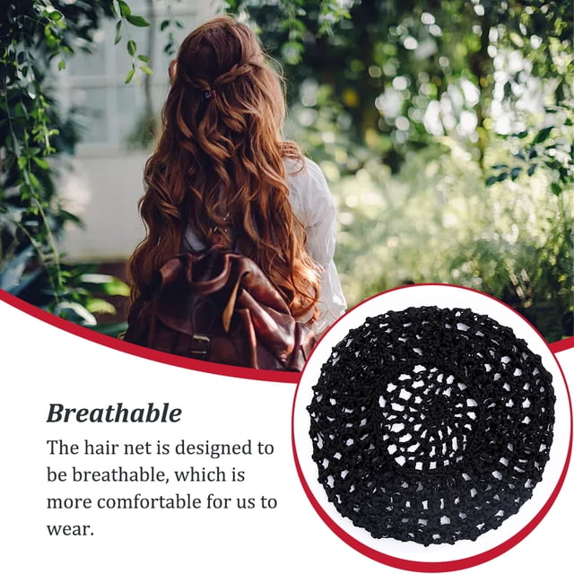 Filet de Cheveux en Crochet pour Femmes Respirant Réutilisable Lavable Portable Respirant Remplacement Élastique Couleur Unie Accessoires de Cheveux de Chambre Noir