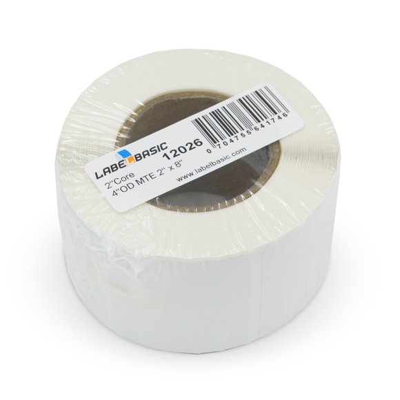 2" x 8" Matte Label Rolls 150 Labels Per Roll, 2 Inch Core, 4 Inch OD