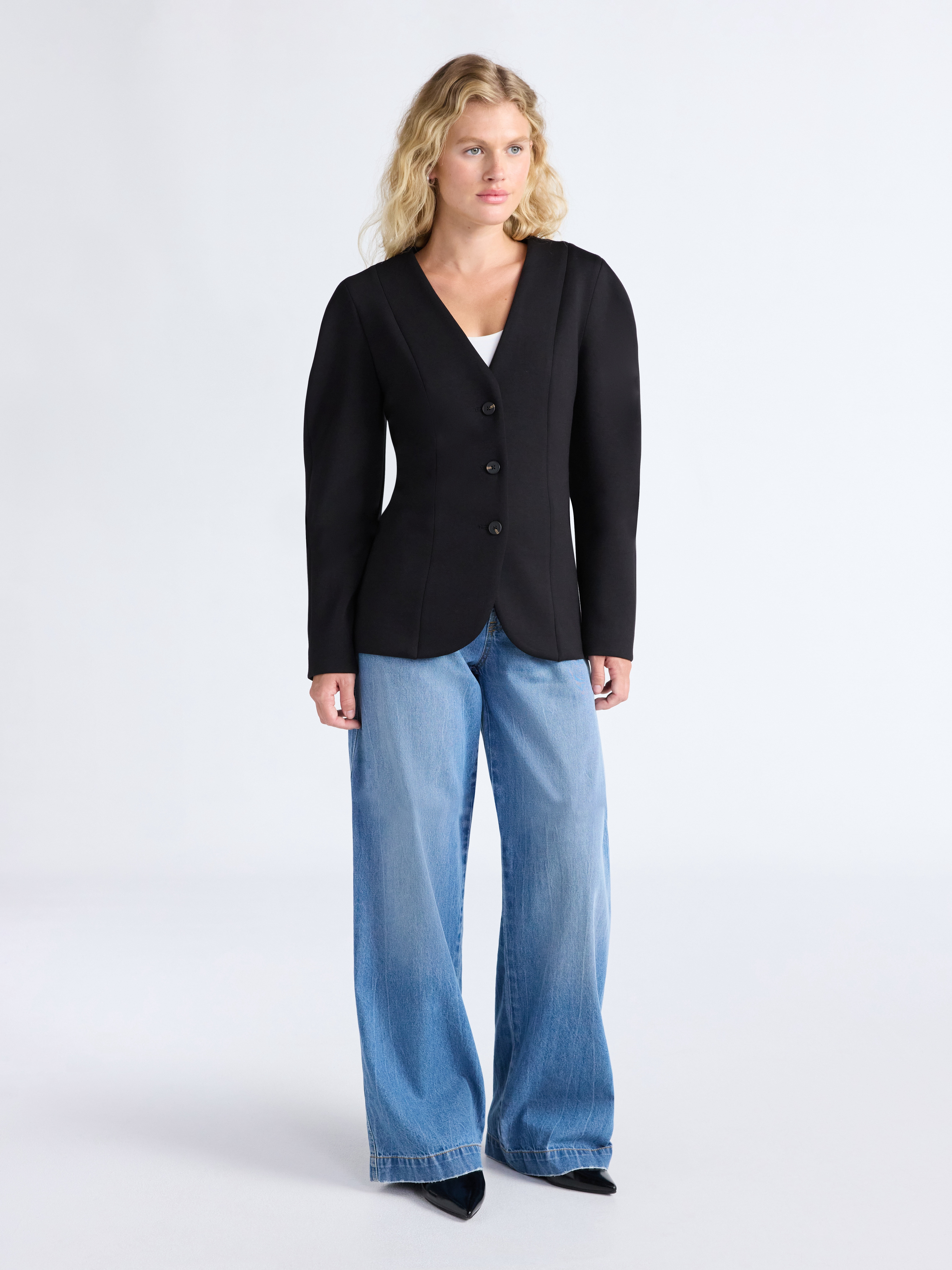 Scoop Women’s New Scubaknit Barrel Sleeve Blazer, Midweight, Sizes XS-XXL