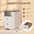 thumbnail image 3 of POLIHOME Nightstand with Charging Station, 18" End Table with 2 Drawers, Farmhouse Wooden Side Table, Bedside Table for Bedroom, Living Room (1, White), 3 of 6