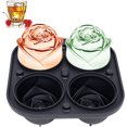 thumbnail image 1 of 3D Rose Ice Mold, Large Ice Cube Tray, Makes 4 Huge Cute Flower Shaped Ice Cubes, 1 of 5