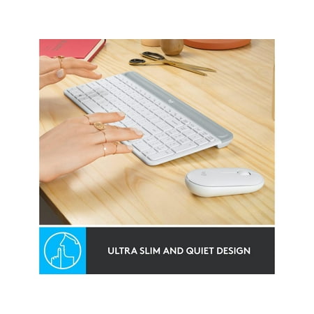 Logitech - MK470 Full-size Wireless Scissor Keyboard and Mouse Bundle for Windows with Quiet clicks - Off-White