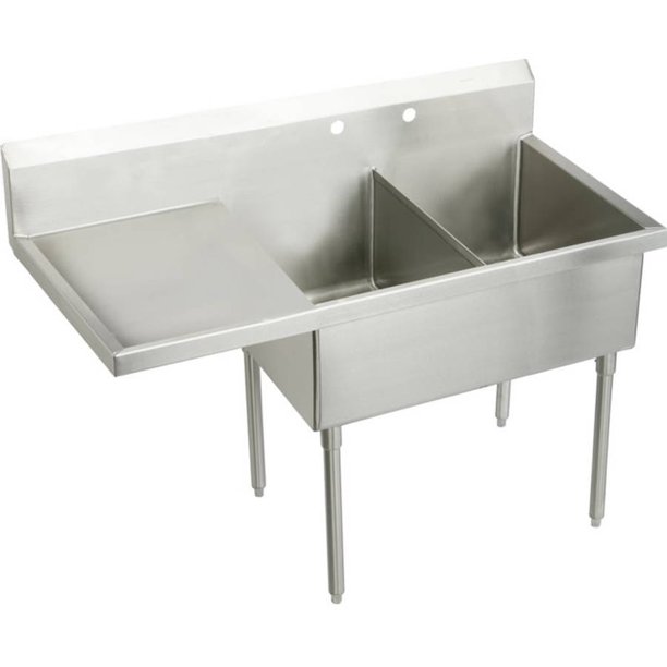 Elkay WNSF8260L2 Commercial Weldbilt Scullery Sink with 2 Faucet Holes