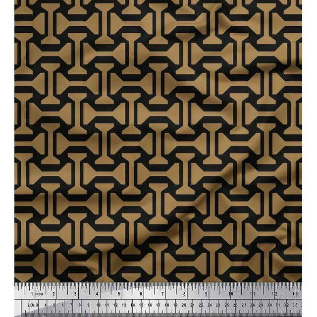 Soimoi Poly Georgette Fabric Geometric Abstract Printed Craft Fabric by The Yard 42 Inch Wide