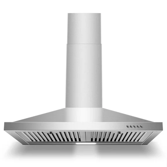 Range Hood 30 inch Vent Hood 450 CFM Wall Mount Range Hood Stainless Steel Baffle Filters 3 Speed Fan silver